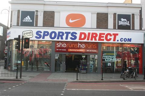 Sports Direct's fascia sets the expectation of value and follows through inside - but still pulls off clever visual merchandising with a back-lit wall of shoes